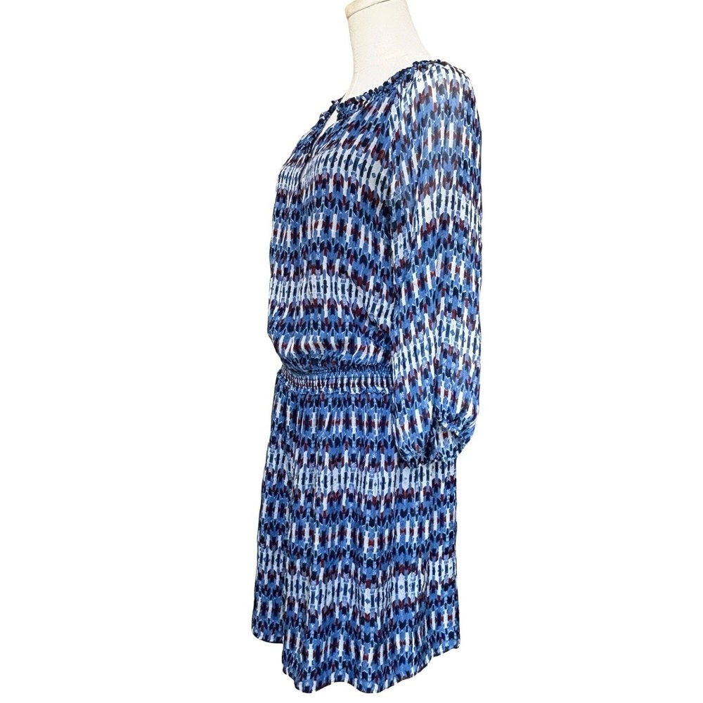 Shoshanna Size 4 Printed Silk Elastic Waist‎ Dress Blue. Lightweight. Lined - Picture 2 of 16